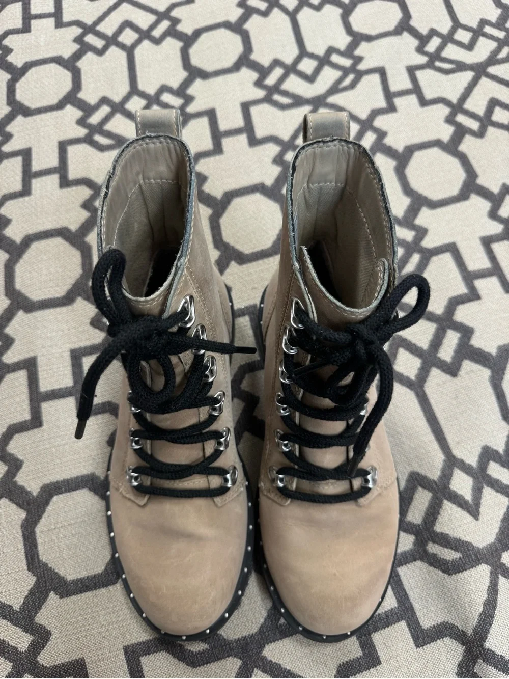 SOREL Lennox Lace Waterproof Suede Combat Moto Lug Boots Sandy Tan 7.5